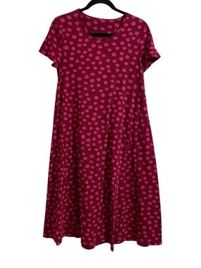Gudrun Sjödén Magenta Dress Pink Polka Dot Organic Cotton Modal Blend Size Small